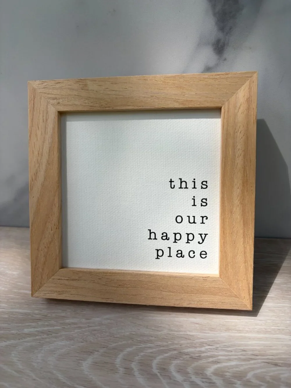 This Is Our Happy Place Canvas Wood Sign 4x4 Natural Boho Desk Decor Tiered Tray